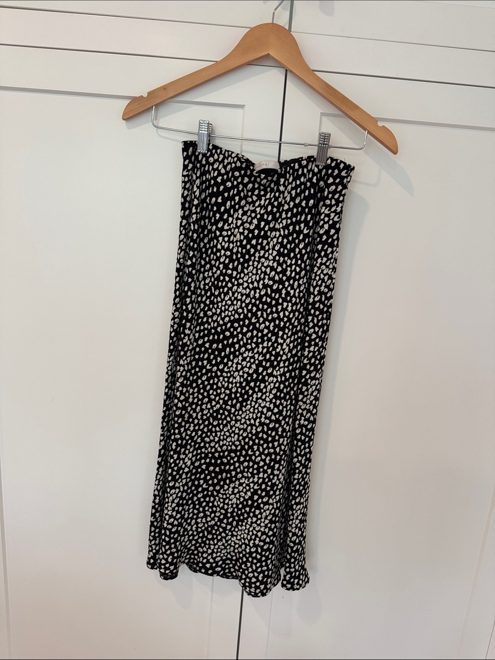 Kookai Black and White Spotted Midi Skirt
